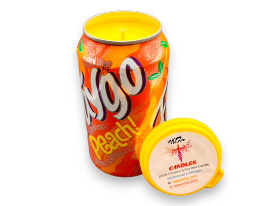 Faygo Peach Pop Soy Candle: 12 oz Can Candle