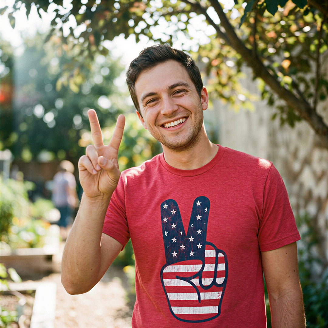 Peace Sign American Flag Men&