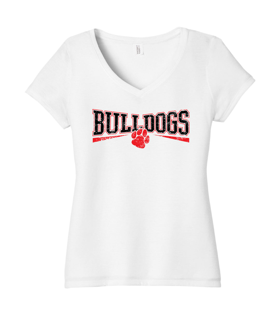 Ladies Bulldog Paw Print V-neck Tee