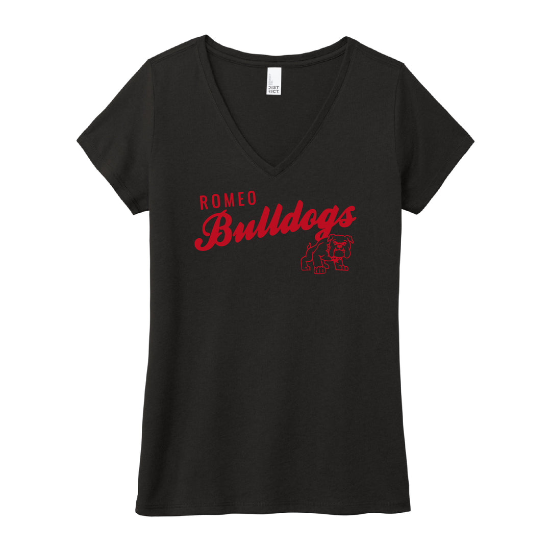 Ladies Romeo Bulldogs Classic V-neck T-shirt