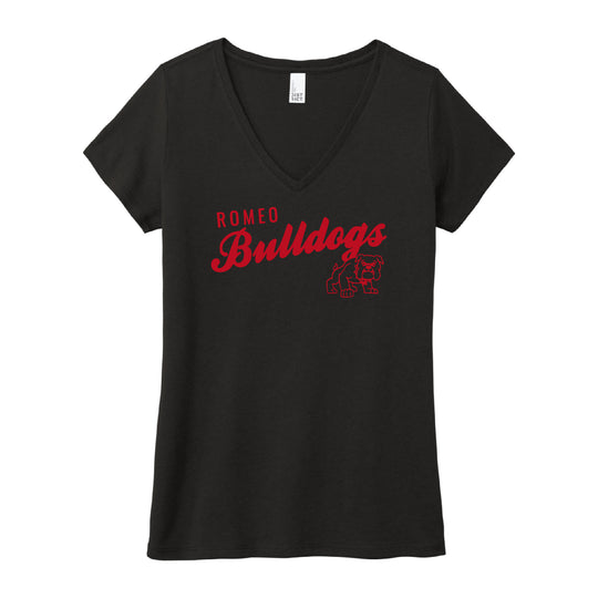 Ladies Romeo Bulldogs Classic V-neck T-shirt