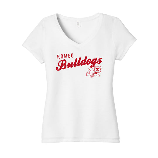 Ladies Romeo Bulldogs Classic V-neck T-shirt