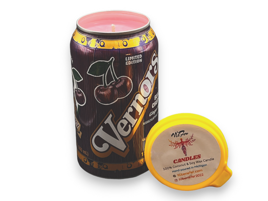 Vernors Black Cherry Pop Soda Soy Candle: 12 oz Can Candle
