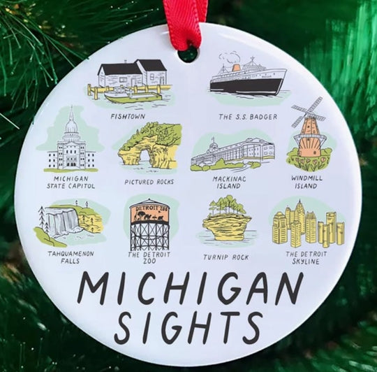 Michigan Sights Ceramic Ornament
