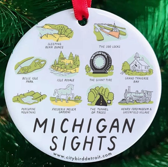 Michigan Sights Ceramic Ornament
